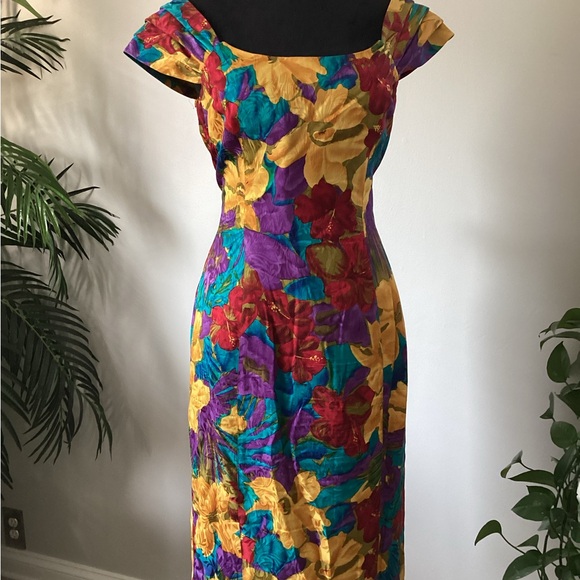 Floral 100%pure silk dress - Picture 4 of 4
